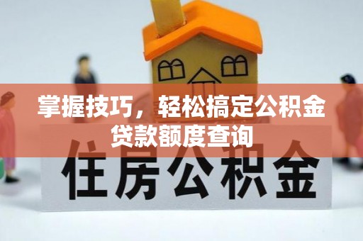 保亭掌握技巧，轻松搞定公积金贷款额度查询